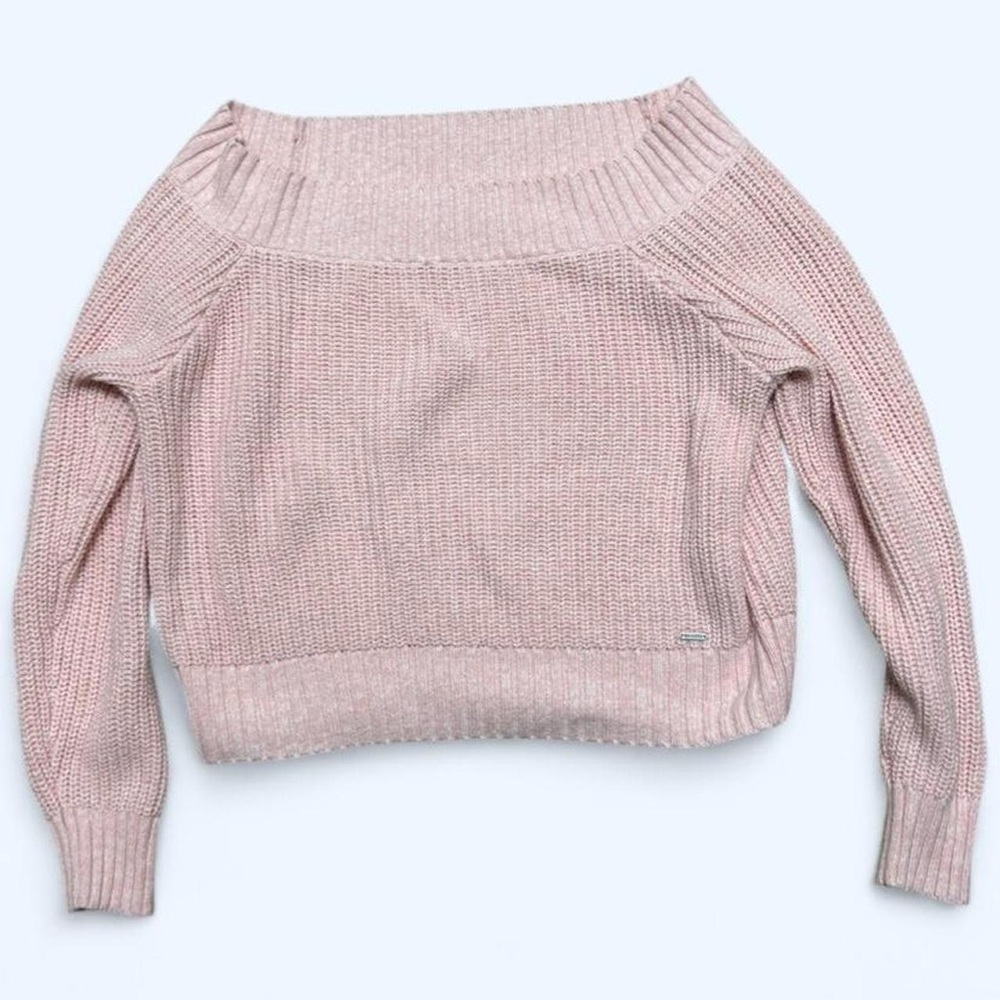 Hollister Pink Off-Shoulder Sweater | Soft Cozy Knit